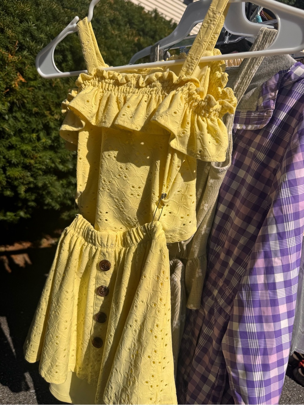 Girls' Yellow Eyelet Ruffle Skirt/Top Set